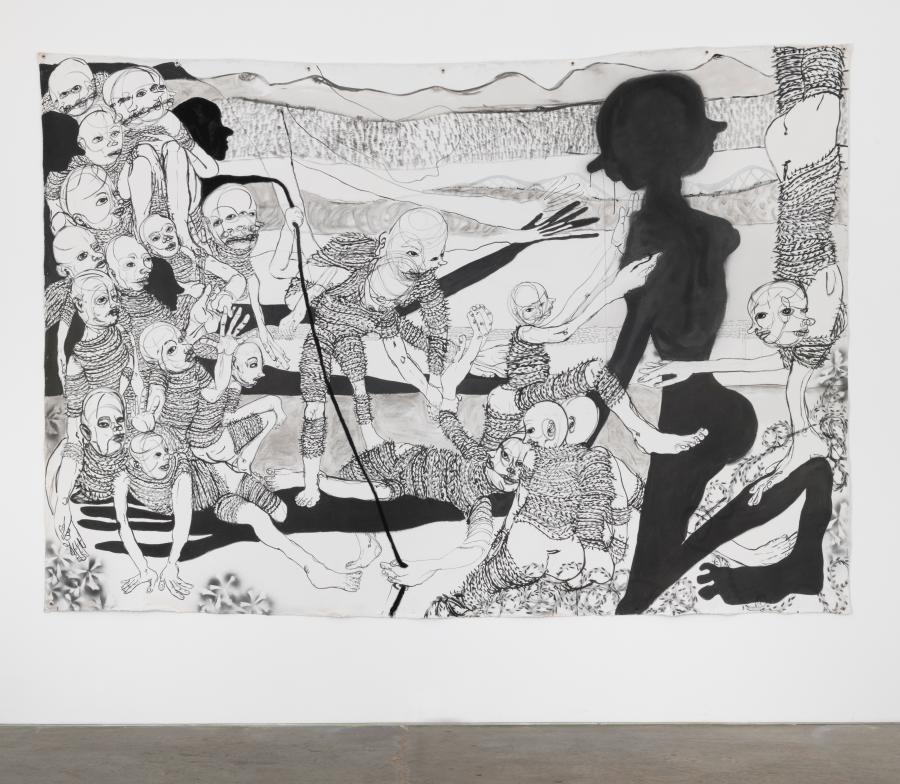William Downs, The Battle Field, 84” x 60”, India Ink Wash on Canvas 