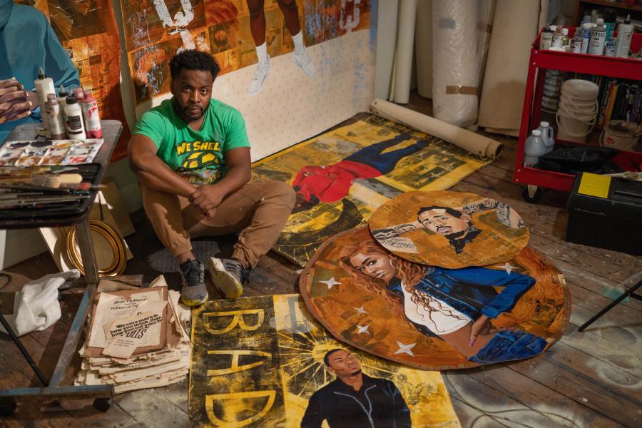Artist Vitus Shell in his studio.